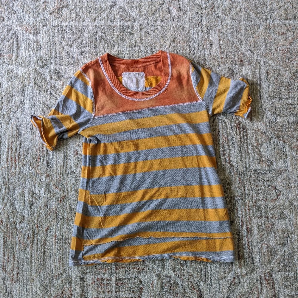 We The Free Grey & Orange Striped Top | S